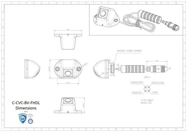 Kit de vision périphérique 360° à 4 caméras compactes et moniteur-rétroviseur 7″  • C-CV-BV17CHDL-CVMRET – Image 2